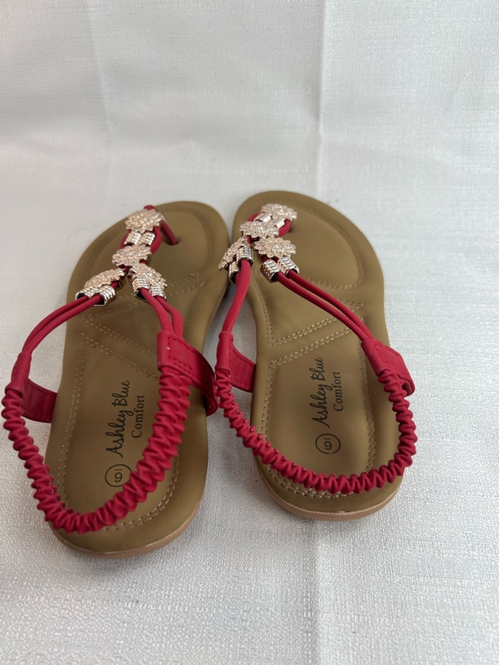 Ashley Blue Comfort, red strap sandals - Picture 4 of 5